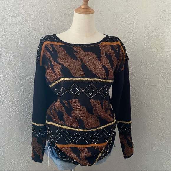 Vintage 90's Native Nits Beaded Sweater - Picture 2 of 12